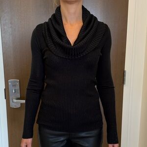 VENUS Elegant Black Cowl Neck Sweater